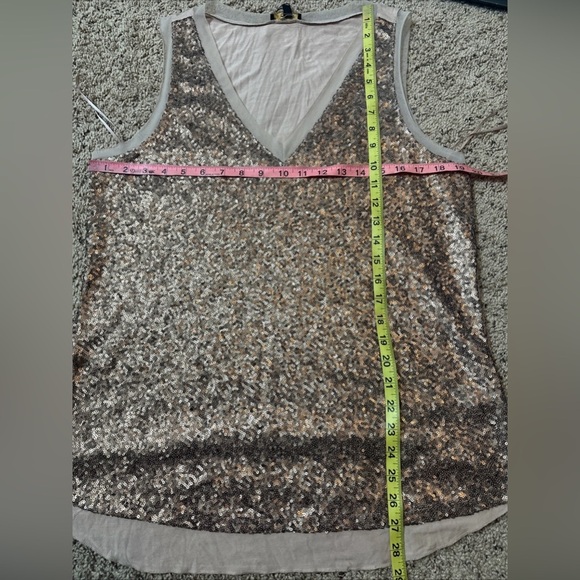 NWT Cupio Women's Sz XL Blush Beige Sequin Sleeveless V-Neck Tank Top Tunic - Picture 7 of 7